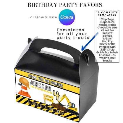 Under Construction Birthday Party Favor Templates Bundle