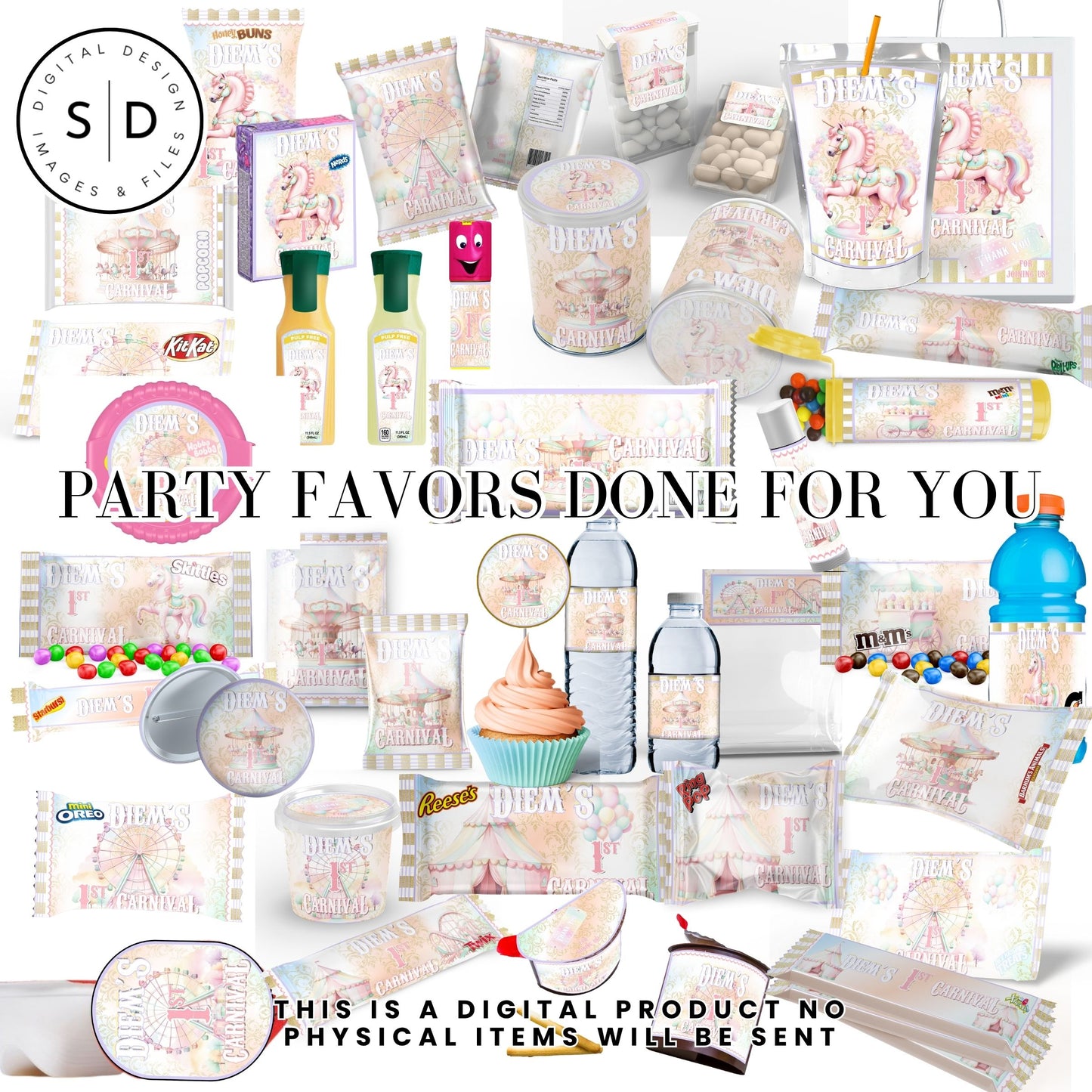 Pastel Carnival Birthday Party DFY Favor Bundle