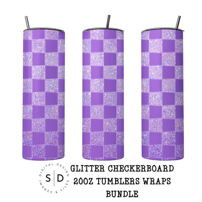 Glitter Monochromatic Checkerboard Tumbler Wrap Bundle