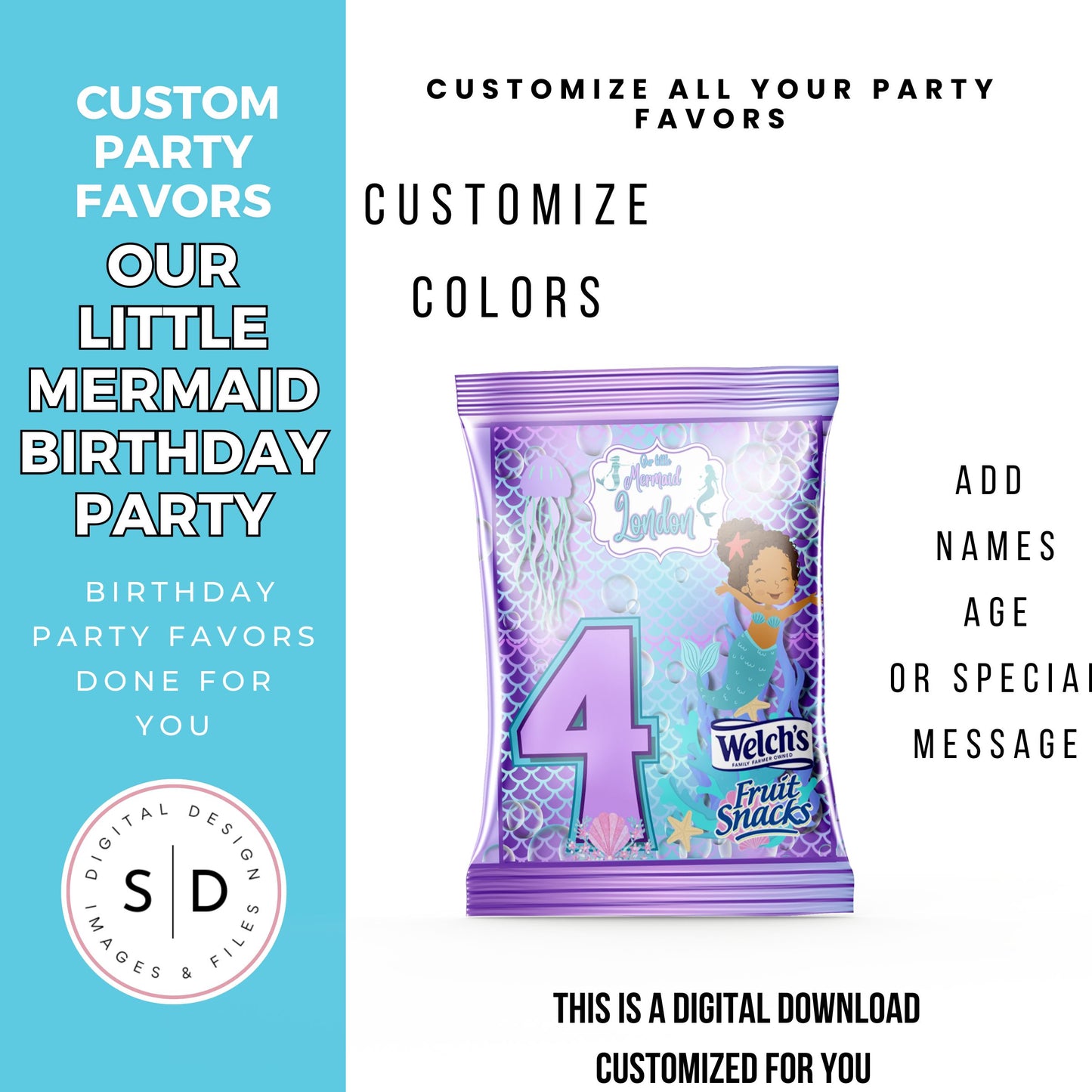 Our Little Mermaid Birthday Party Favors DFY
