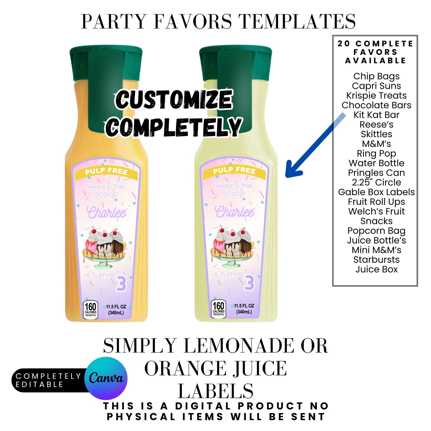 Here's The Scoop Ice Cream PartyParty Favor Templates Bundle