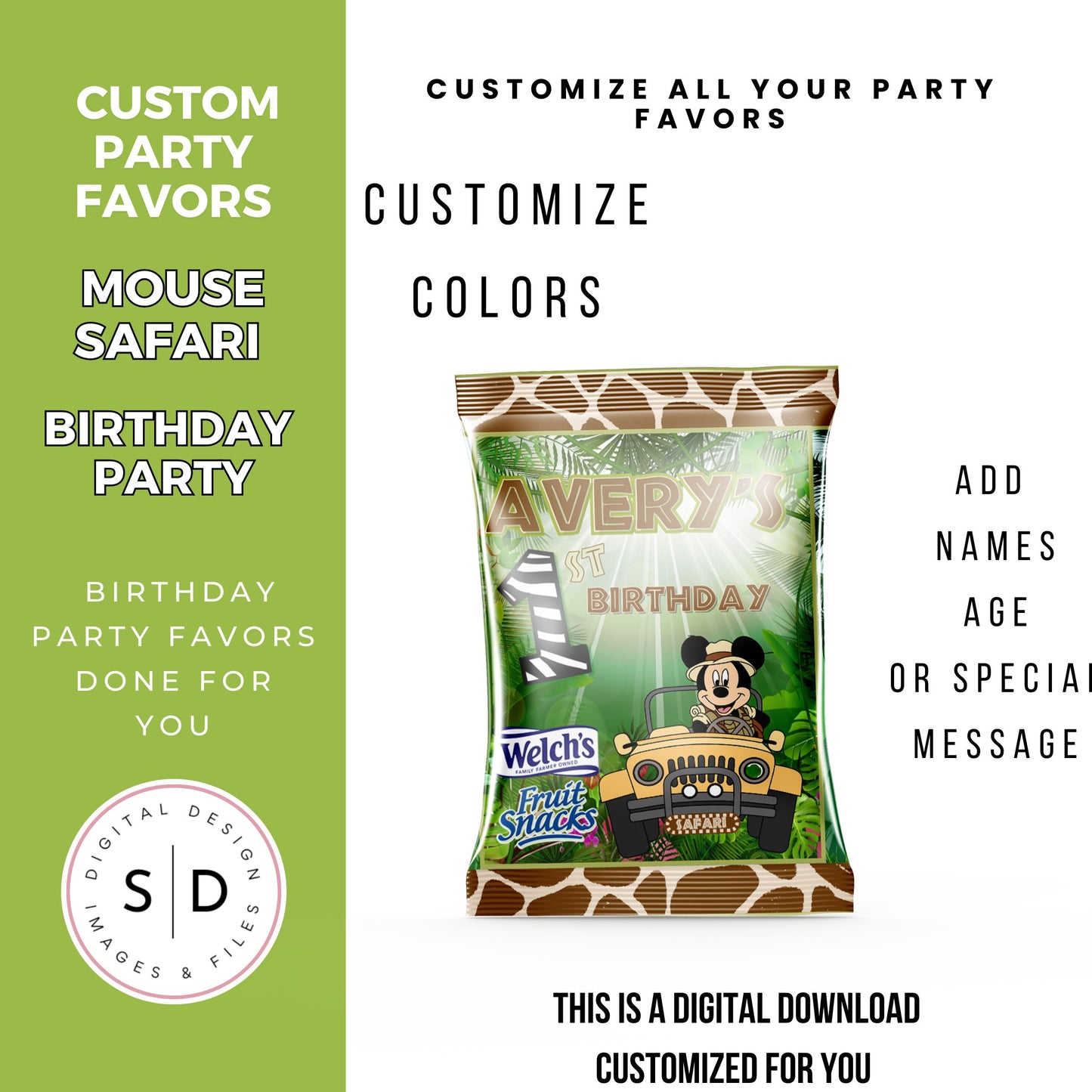 Mouse Safari Birthday Party Favors DFY