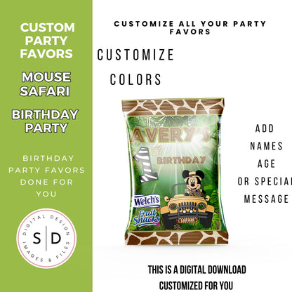 Mouse Safari Birthday Party Favors DFY