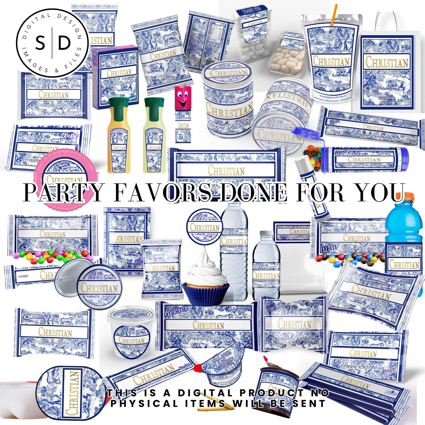 Classic Toile De Juoy Blue Party Printable Favor Designs DFY