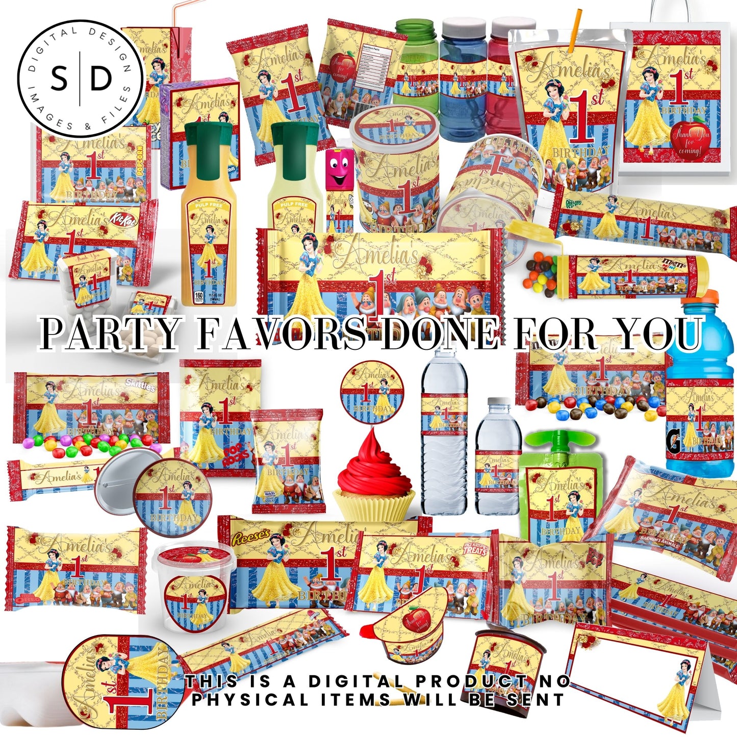 Snow White Party Favor Templates Bundle