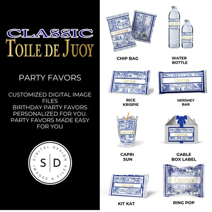 Classic Toile De Juoy Blue Party Printable Favor Designs DFY