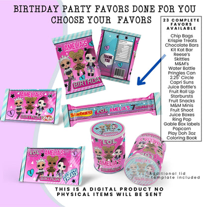 LOL Dolls Birthday Party Favors DFY