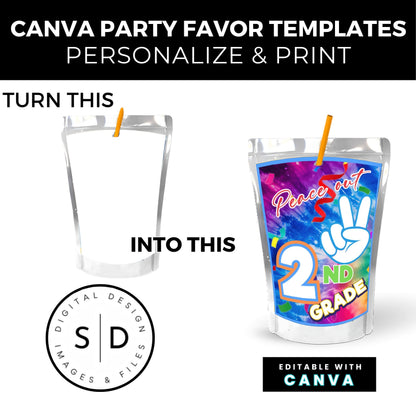 ✌️ Peace Out End of Year Party Favor Canva Template Bundle
