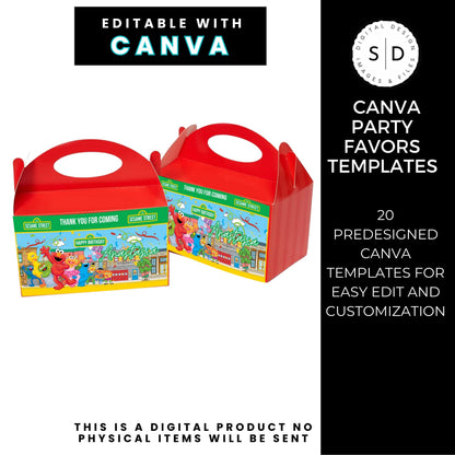 Sesame Street Birthday Party Favors Templates Bundle