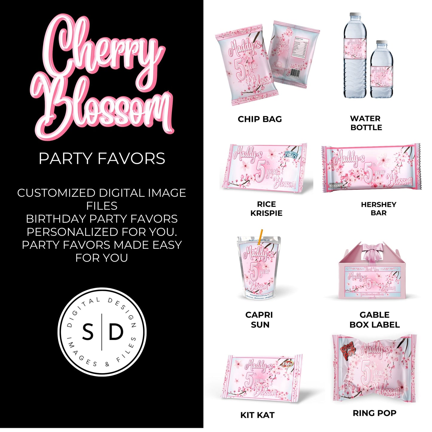 Cherry Blossom Party Printable Favor Designs DFY