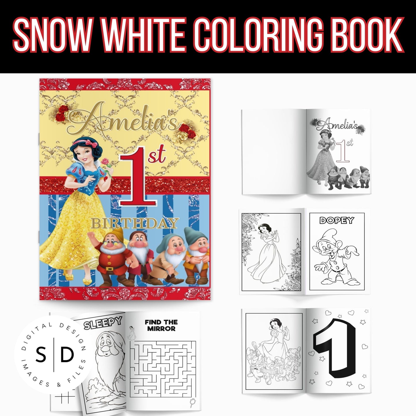 Snow White Coloring Book Printable PDF DFY