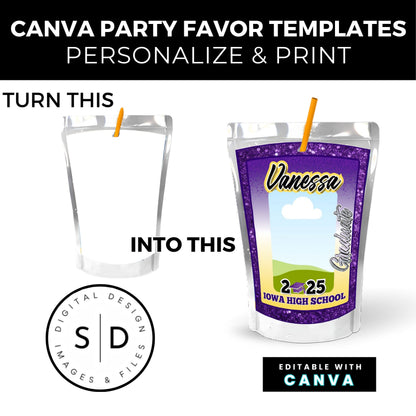 Congrats Class of 2025 – Purple & Yellow Graduation Party Favor Bundle