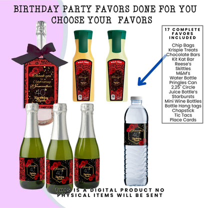 Red Roses & Black Lace Party Favors DFY