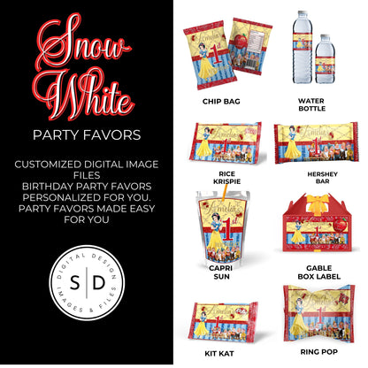 Snow White Party Favor Templates Bundle