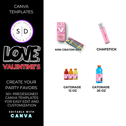 LOVE Valentines Party Favors Templates Bundle
