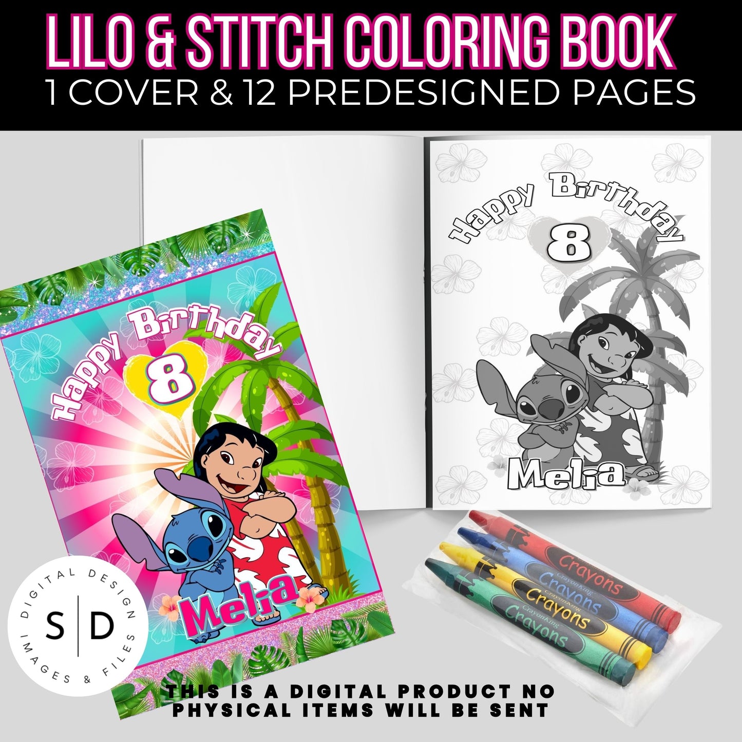 Lilo & Stitch Personalized Birthday Coloring Book Printable PDF DFY