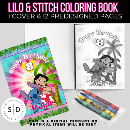Lilo & Stitch Personalized Birthday Coloring Book Printable PDF DFY