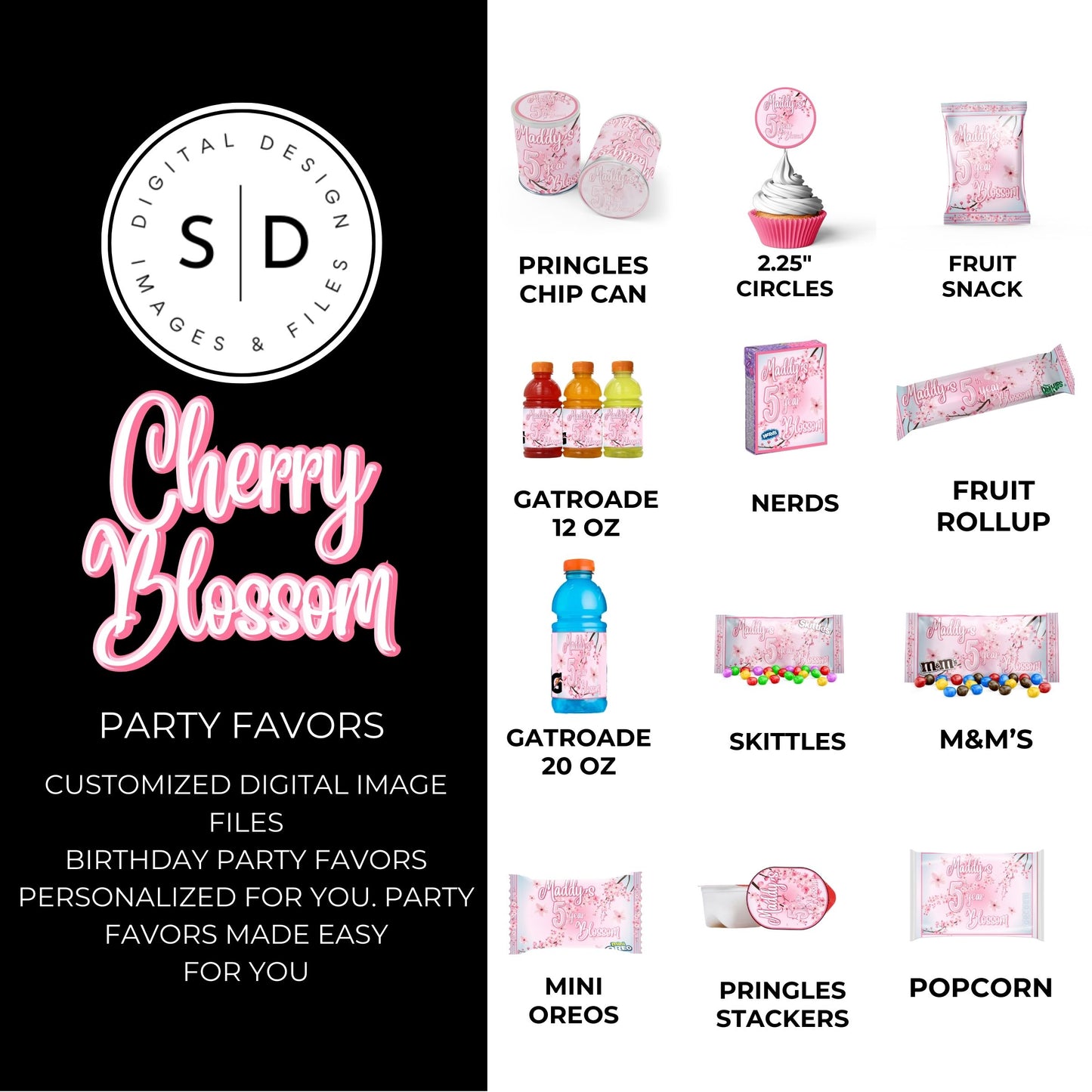 Cherry Blossom Party Printable Favor Designs DFY