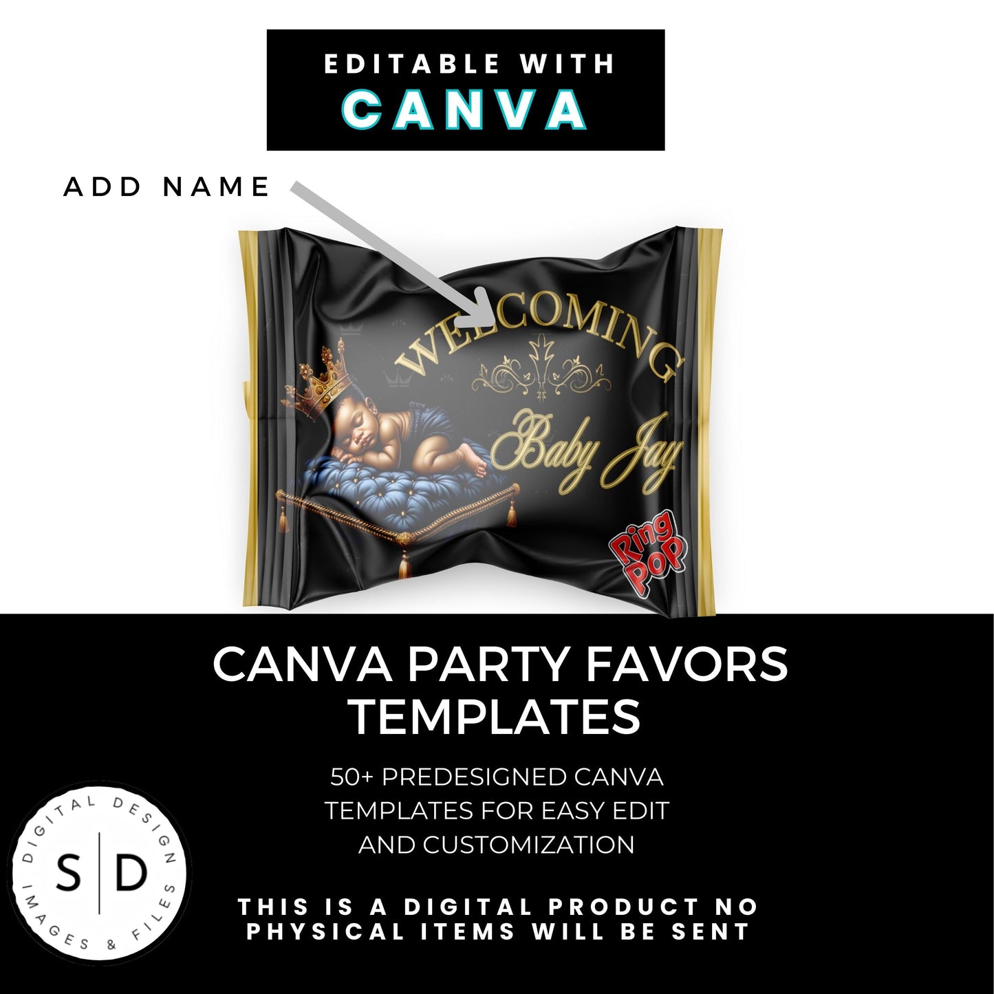 Welcoming Little Prince Baby Shower Canva Templates Bundle