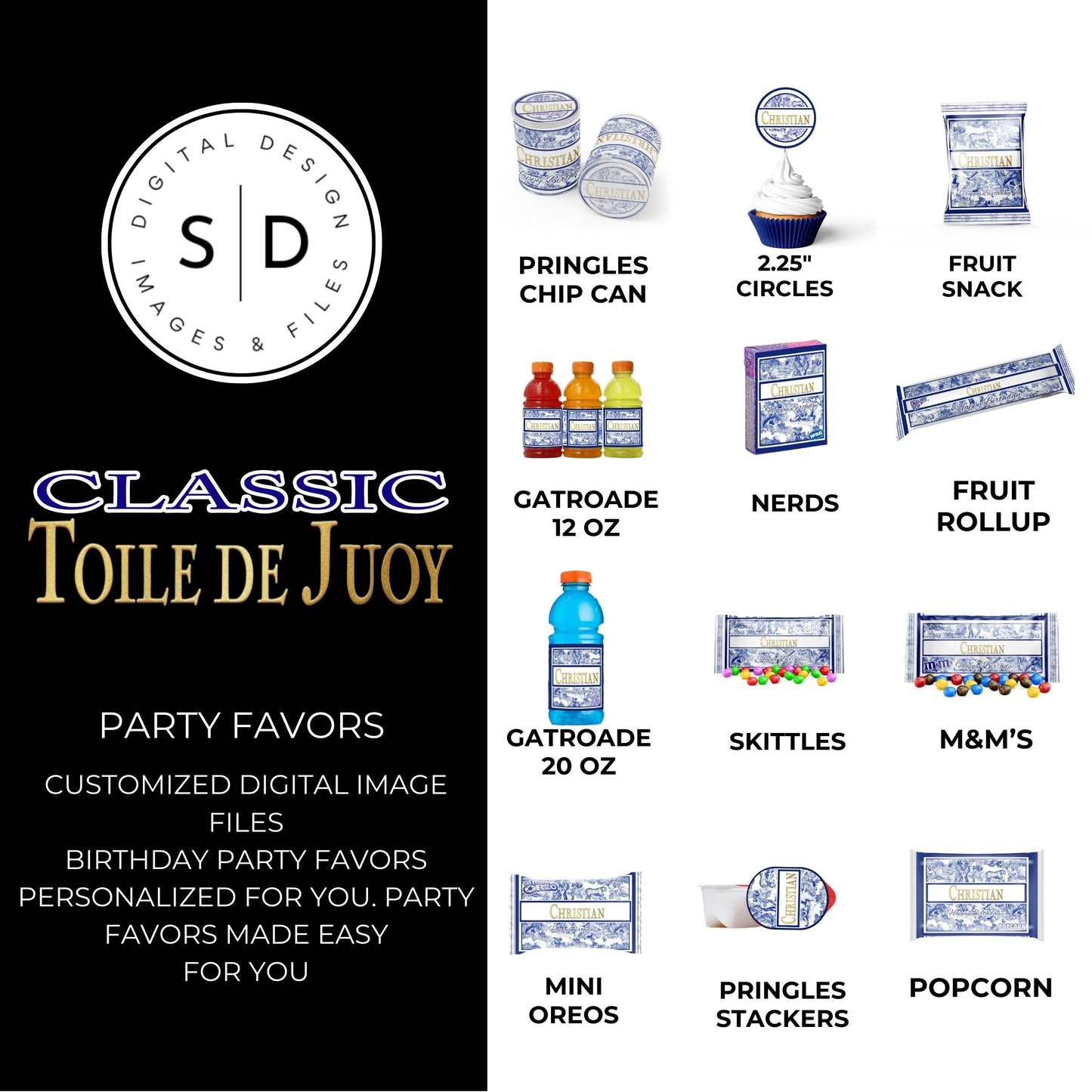 Classic Toile De Juoy Blue Party Printable Favor Designs DFY