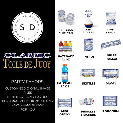 Classic Toile De Juoy Blue Party Printable Favor Designs DFY