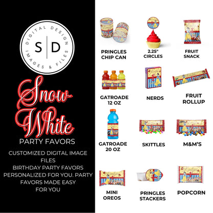 Snow White Party Favor Templates Bundle