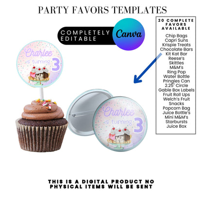 Here's The Scoop Ice Cream PartyParty Favor Templates Bundle