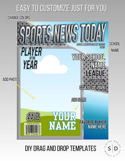 Sports News Player of the Year Magazine Cover Templates