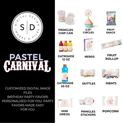 Pastel Carnival Birthday Party DFY Favor Bundle