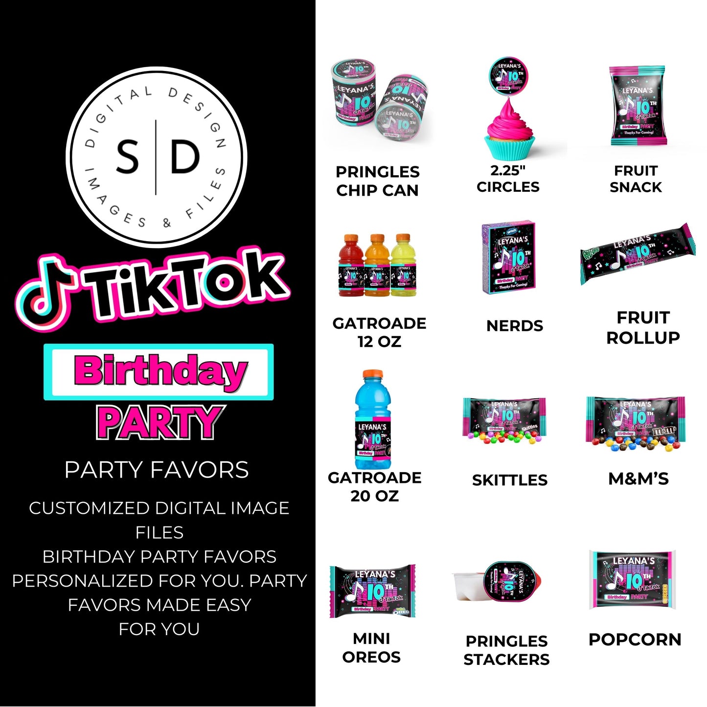 Tik Tok Social Media Party Printable Favor Designs DFY
