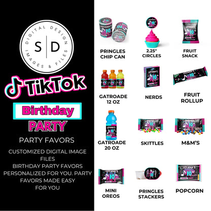 Tik Tok Social Media Party Printable Favor Designs DFY