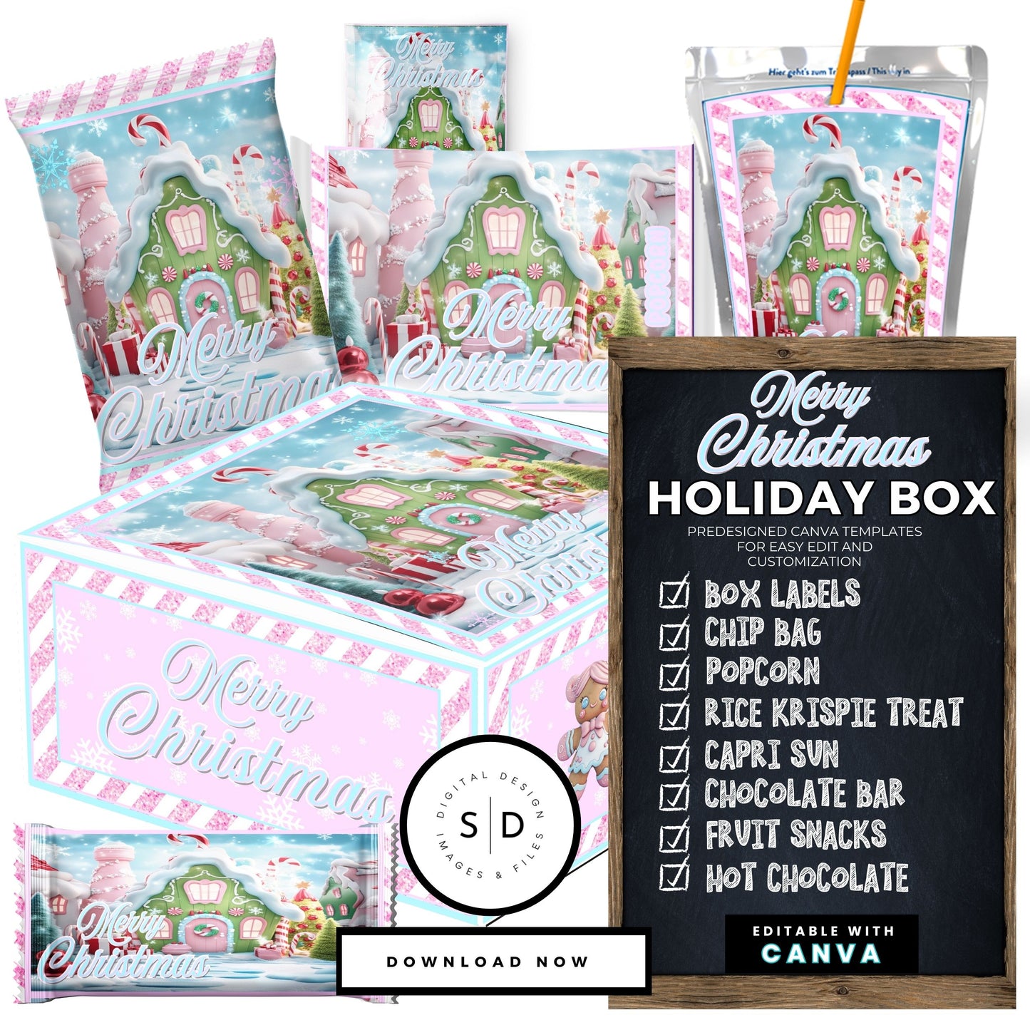 Merry Christmas Eve Gift Box - Gingerbread House Theme