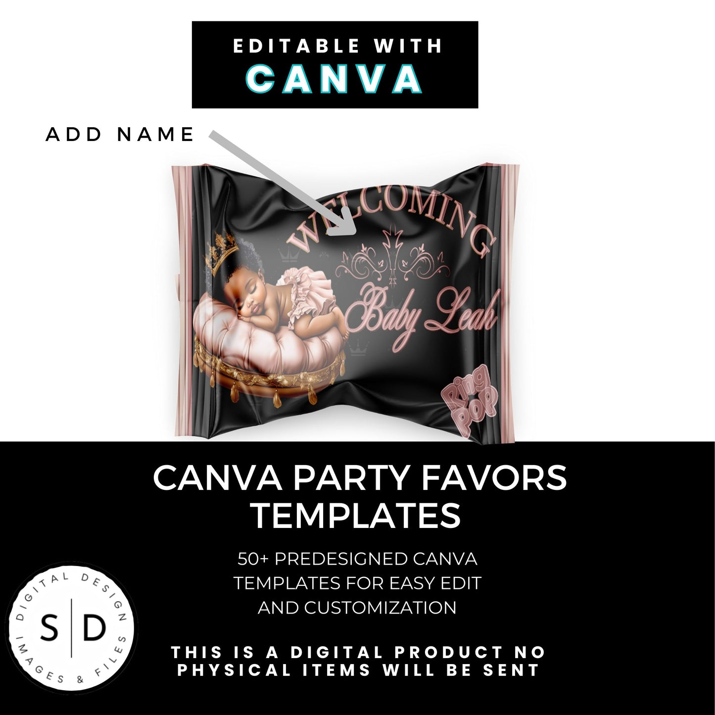Welcoming Little Princess Baby Shower Canva Templates Bundle