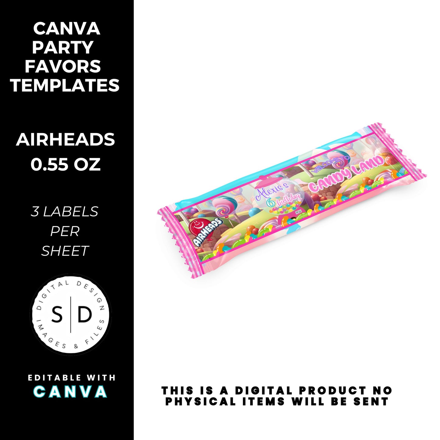 Candy Land Sweets Birthday Party Favor Templates