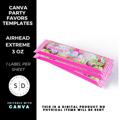 Candy Land Sweets Birthday Party Favor Templates