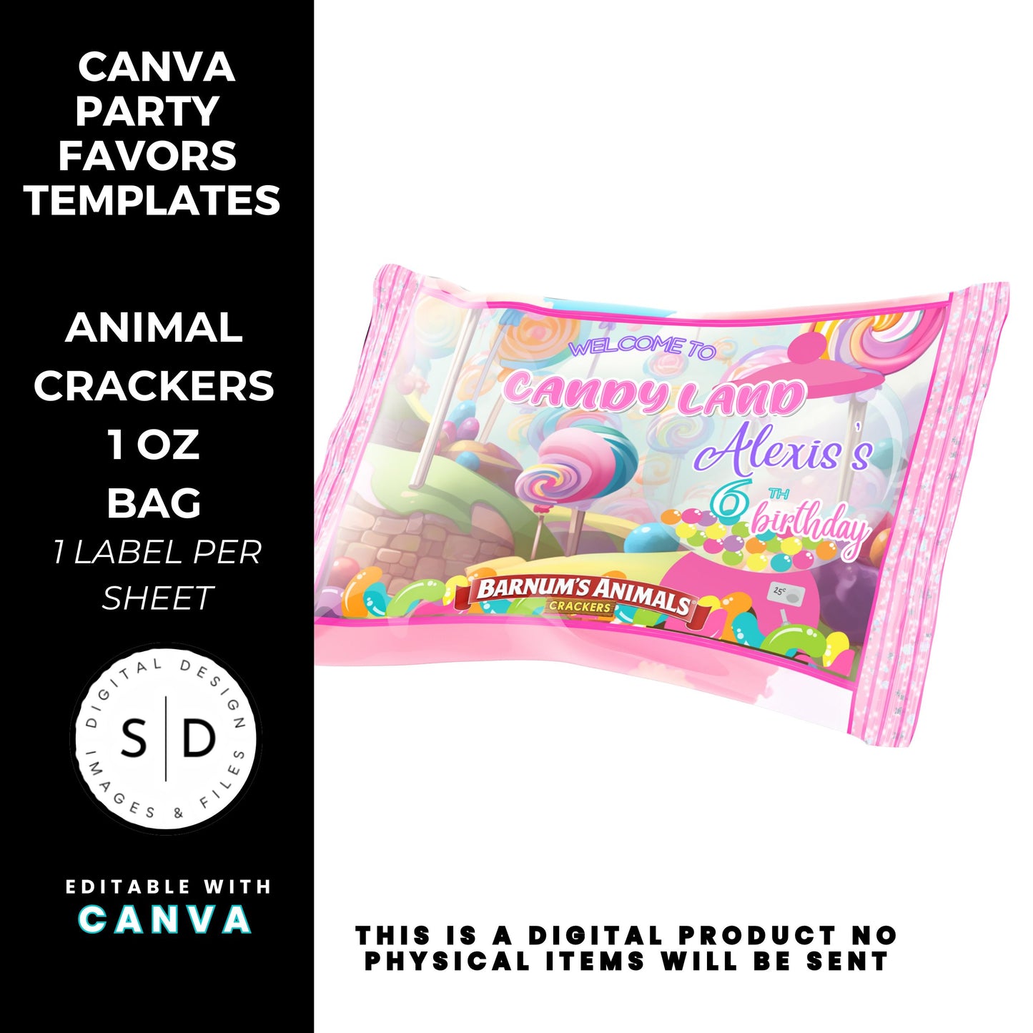 Candy Land Sweets Birthday Party Favor Templates