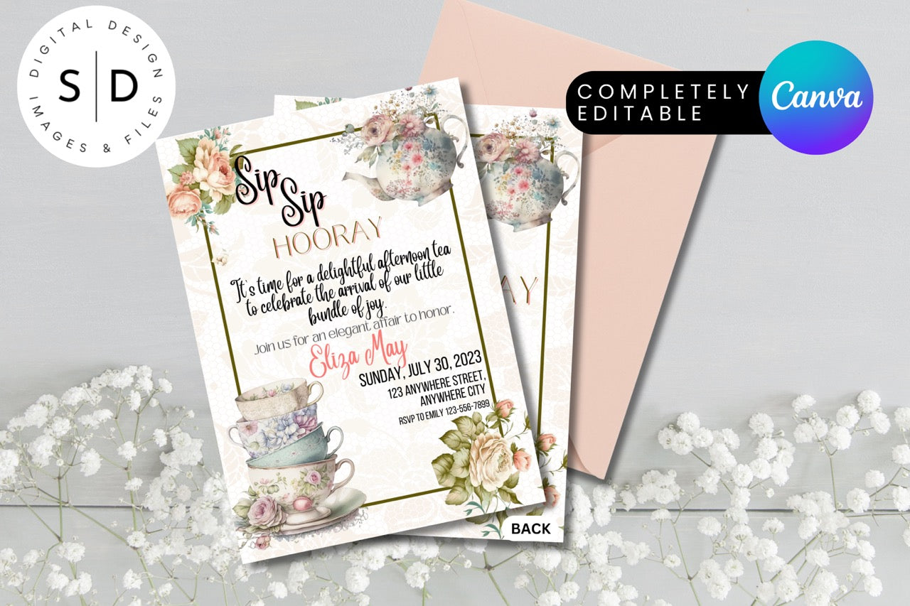 Vintage Tea Party Baby Shower invitation