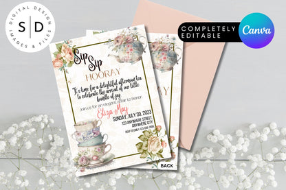 Vintage Tea Party Baby Shower invitation