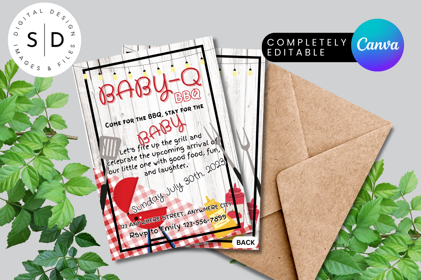 Baby Q BBQ Baby Shower invitation