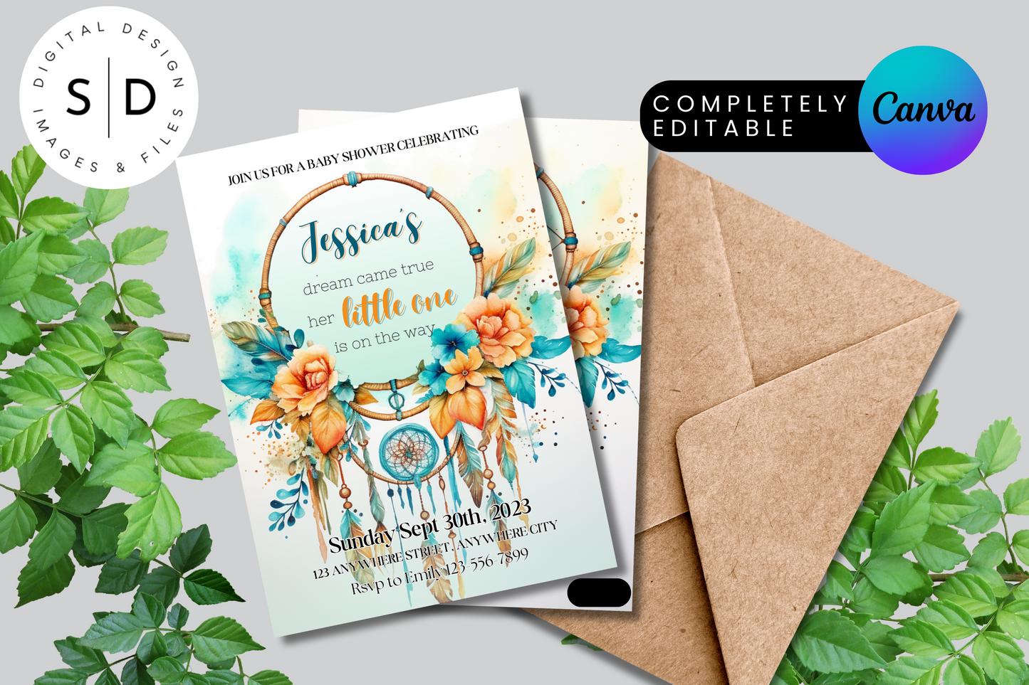 Dreamcatcher Come True Baby Shower invitation