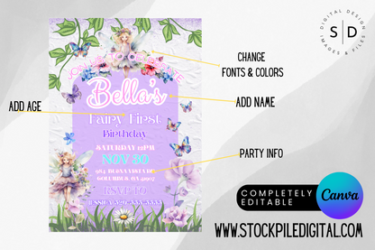 Fairy First Birthday Invitation