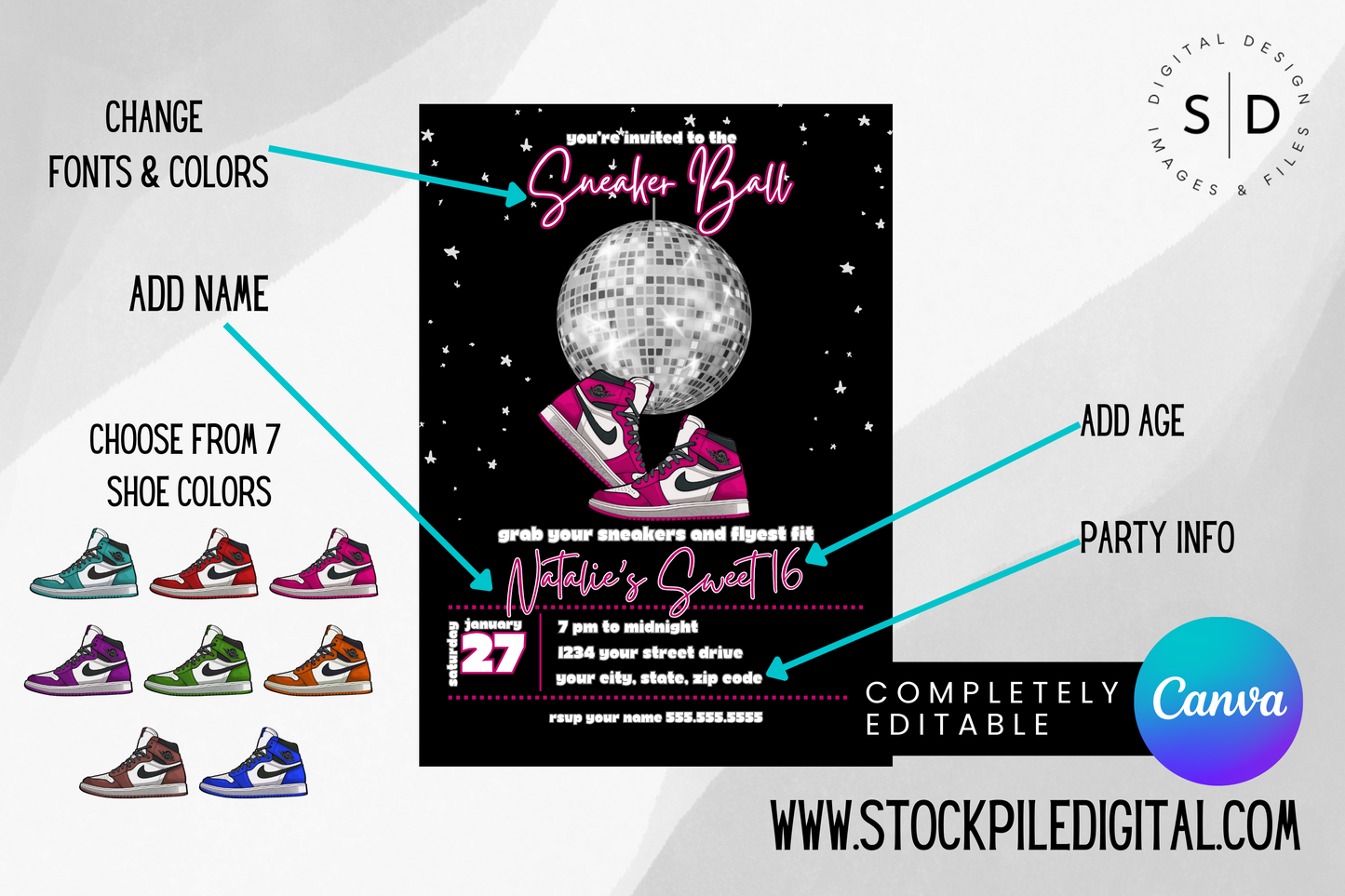 Sneaker Ball Birthday Invitation