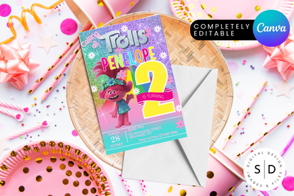 Calling All Trolls Birthday Party Invitation
