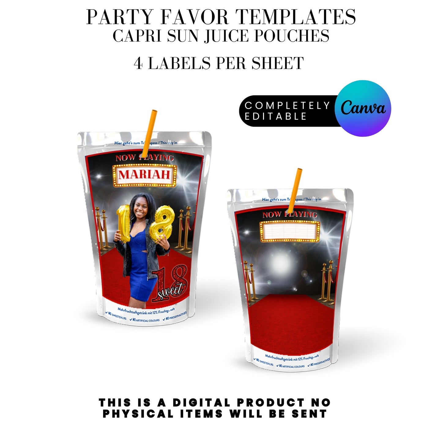Hollywood Red Carpet Birthday Party Favors Templates Bundle