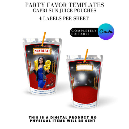 Hollywood Red Carpet Birthday Party Favors Templates Bundle
