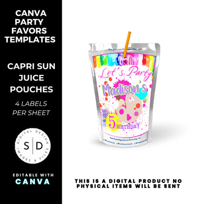 Let's Paint Birthday Party Favor Templates