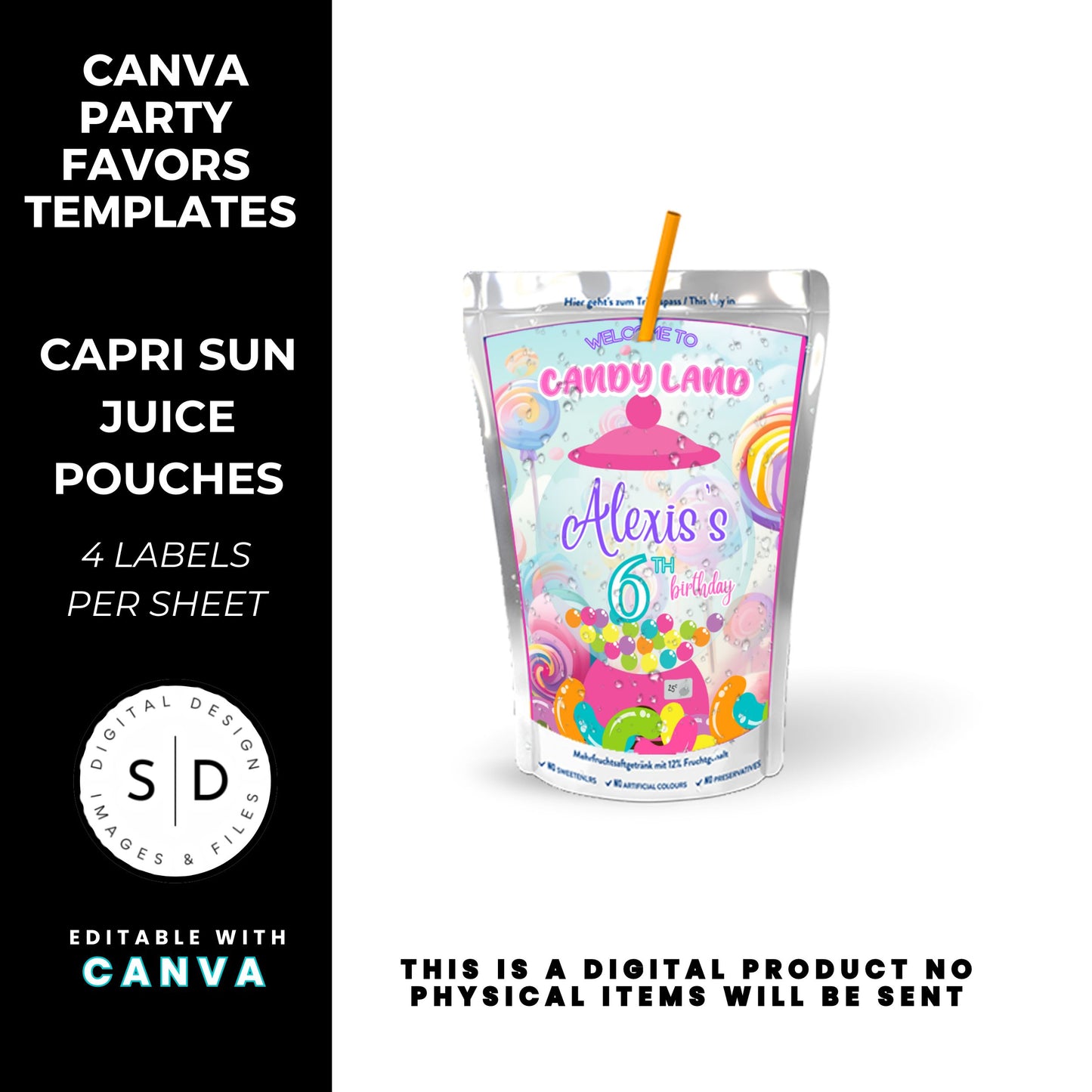 Candy Land Sweets Birthday Party Favor Templates