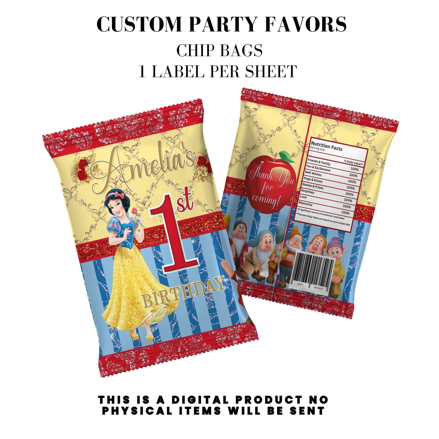 Snow White Party Favor Templates Bundle