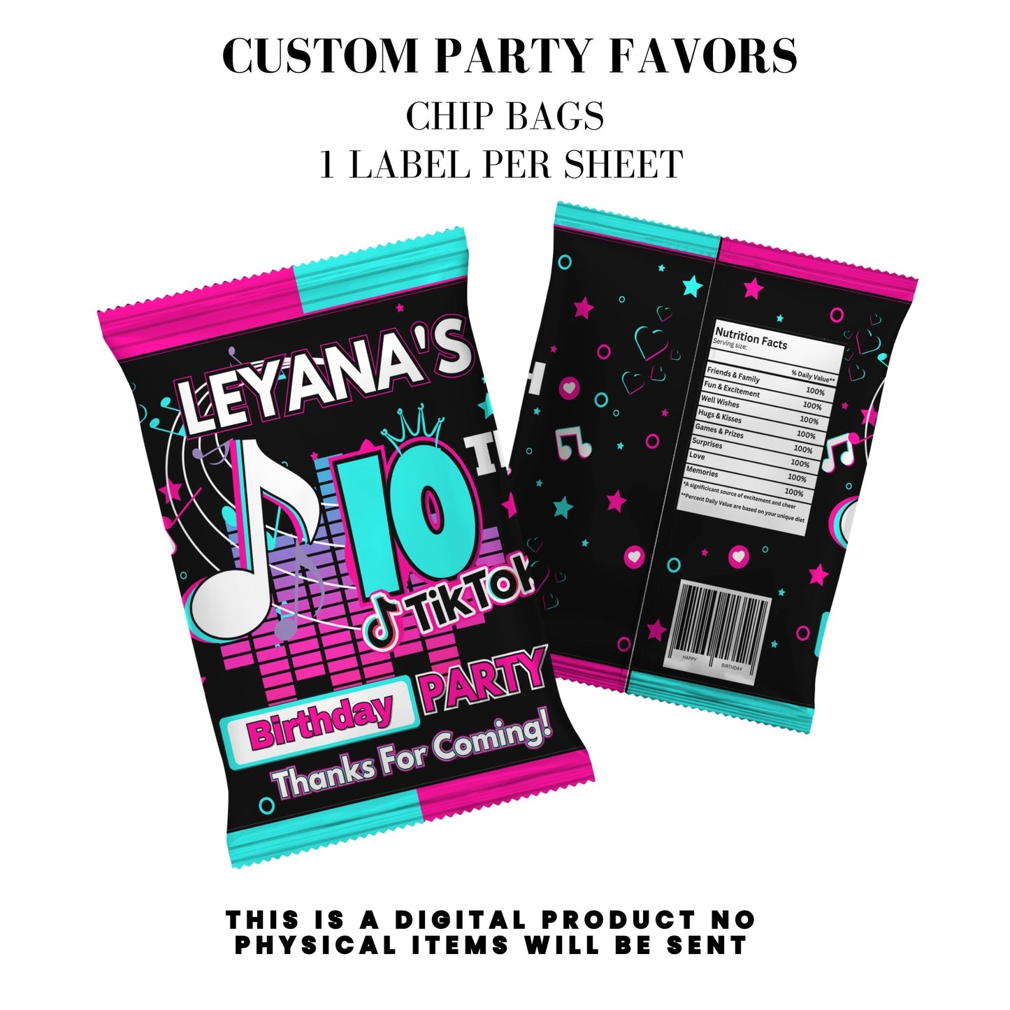 Tik Tok Social Media Party Printable Favor Designs DFY