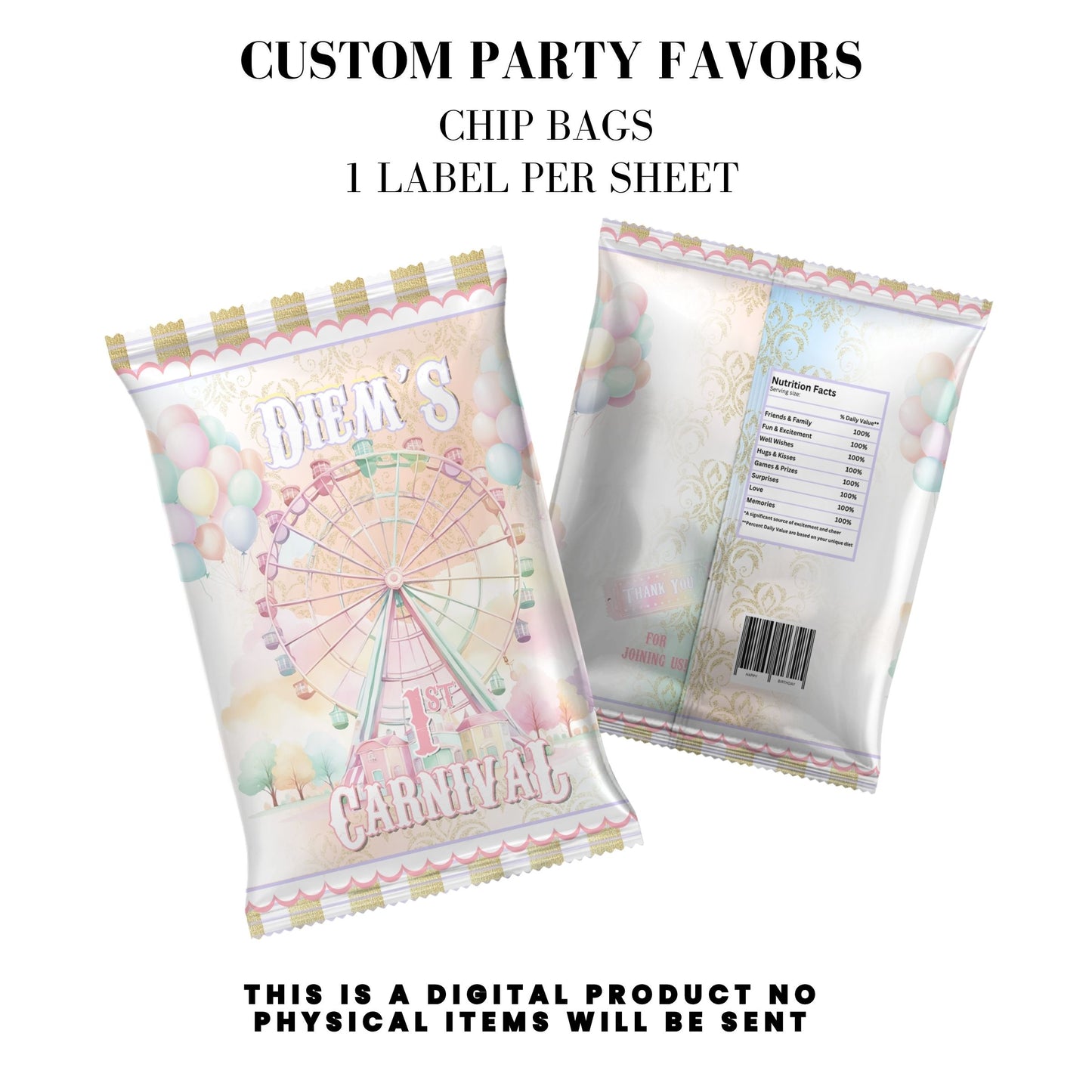 Pastel Carnival Birthday Party DFY Favor Bundle